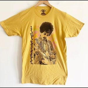 Jimi Hendrix Yellow Pigment Dye Tee Shirt Medium